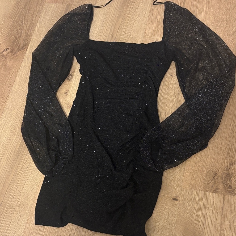 Windsor Black Glitter Long Sleeve Dress